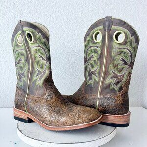 NEW Capitan CHEYENNE Mens Cowboy Boots 11D Western Square Toe Brown Leather Sole